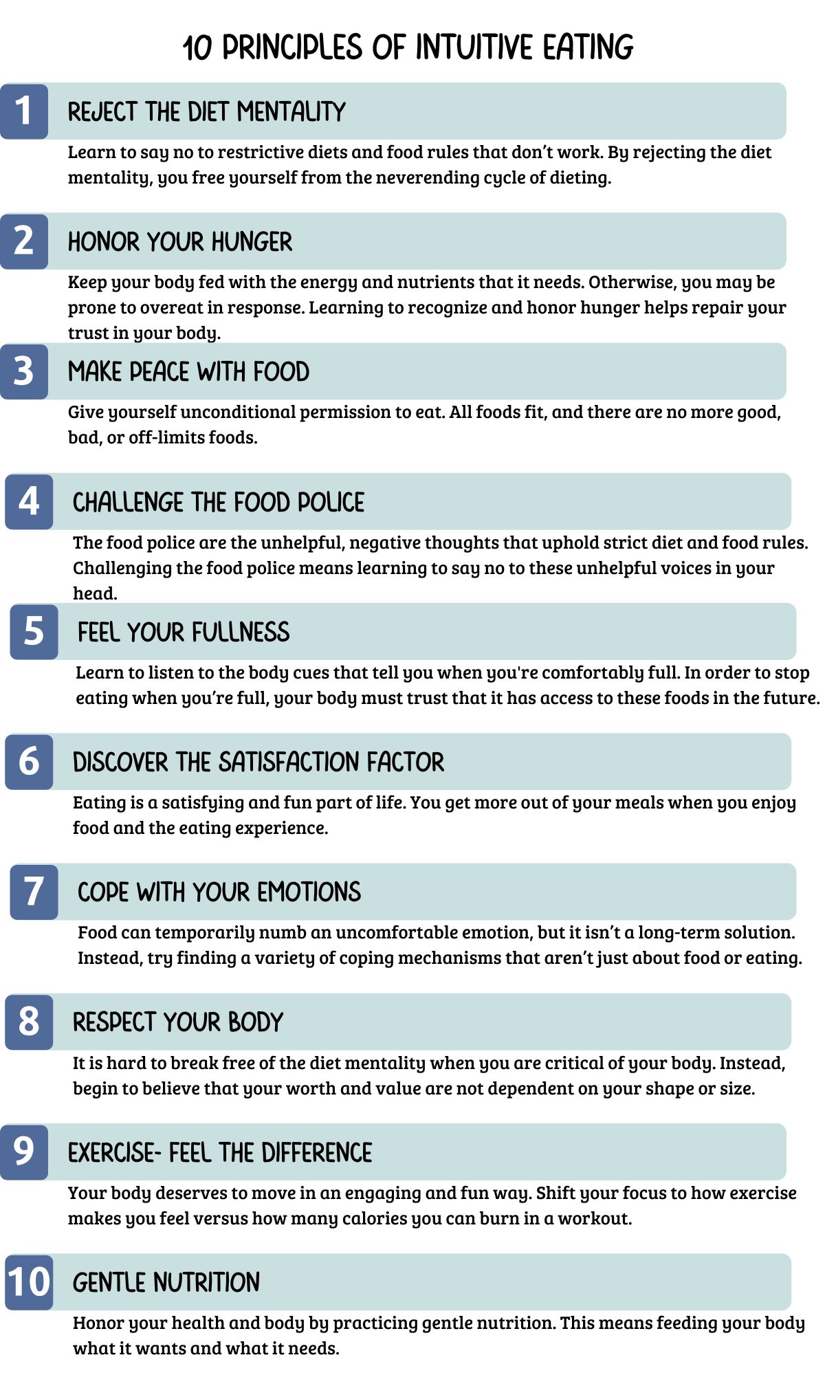 The 10 Principles of Intuitive Eating Infographic